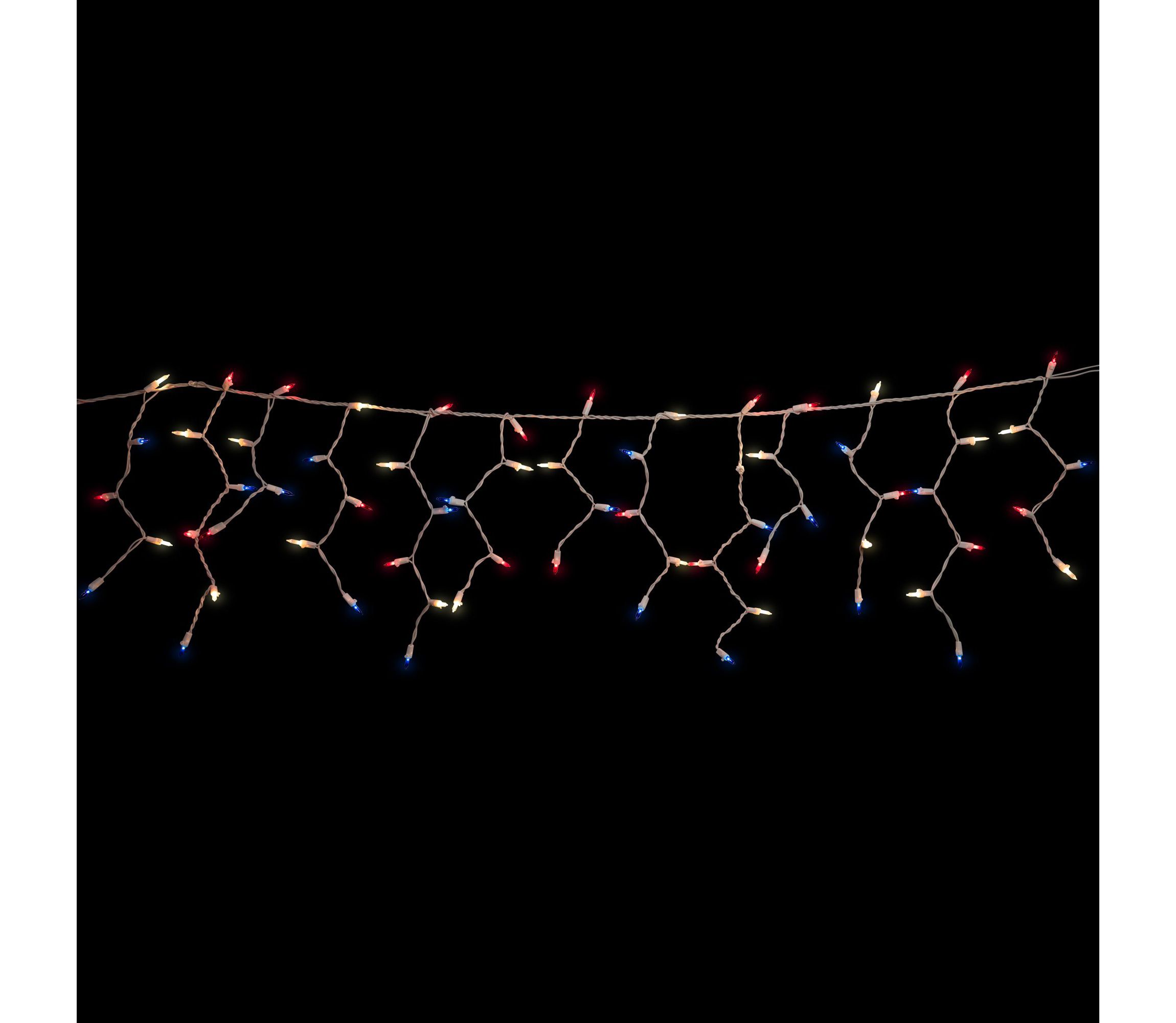 Mini Icicle Christmas Lights - Red  White and Blue - 6.5 White Wire - 100ct