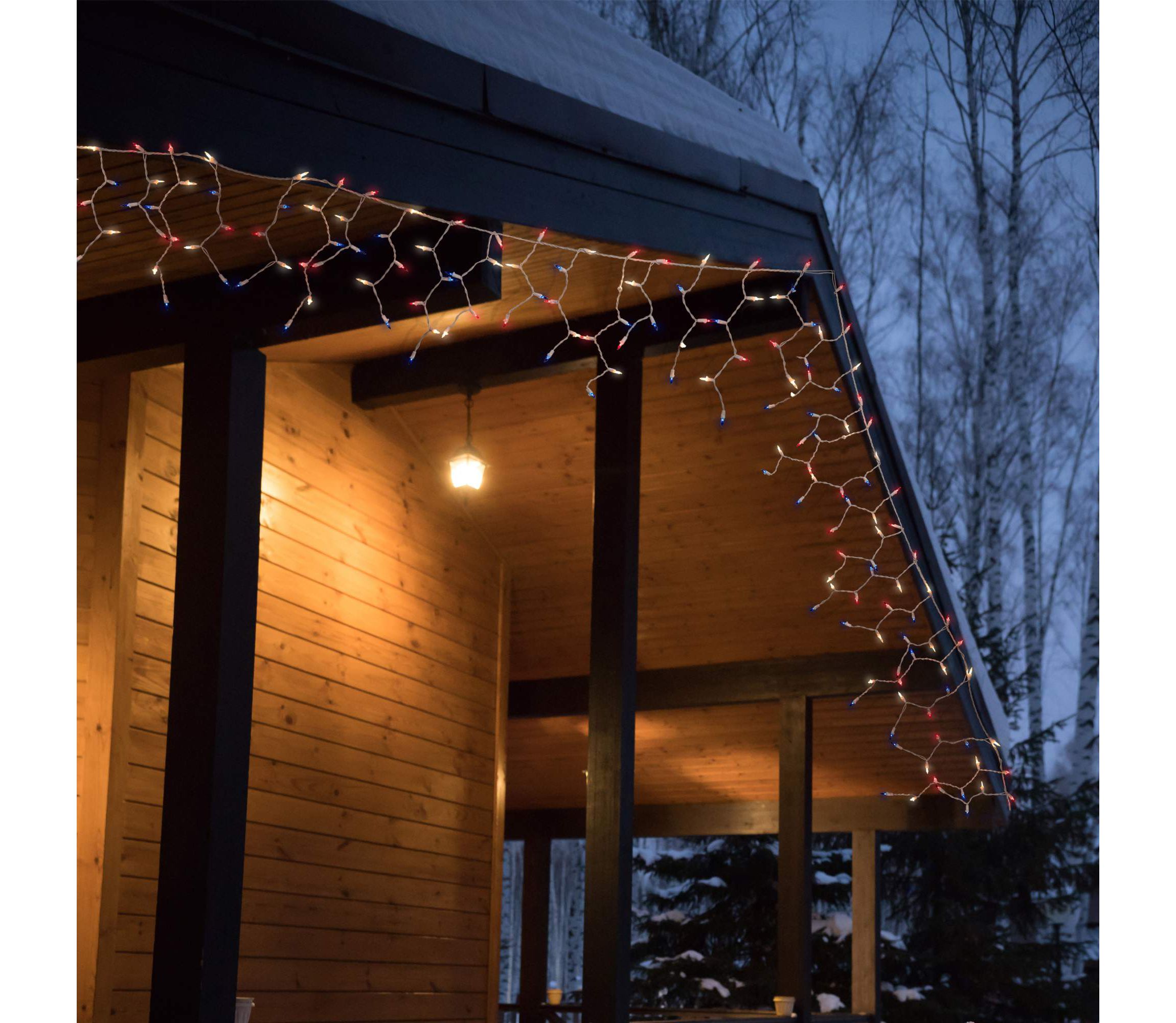 Mini Icicle Christmas Lights - Red  White and Blue - 6.5 White Wire - 100ct