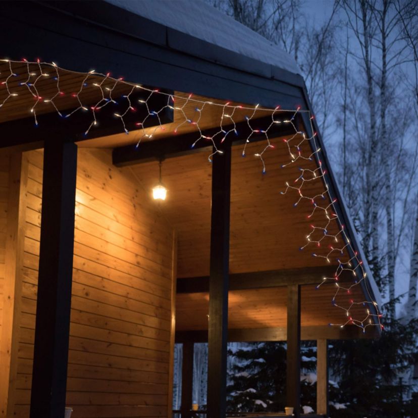 Mini Icicle Christmas Lights - Red  White and Blue - 6.5 White Wire - 100ct