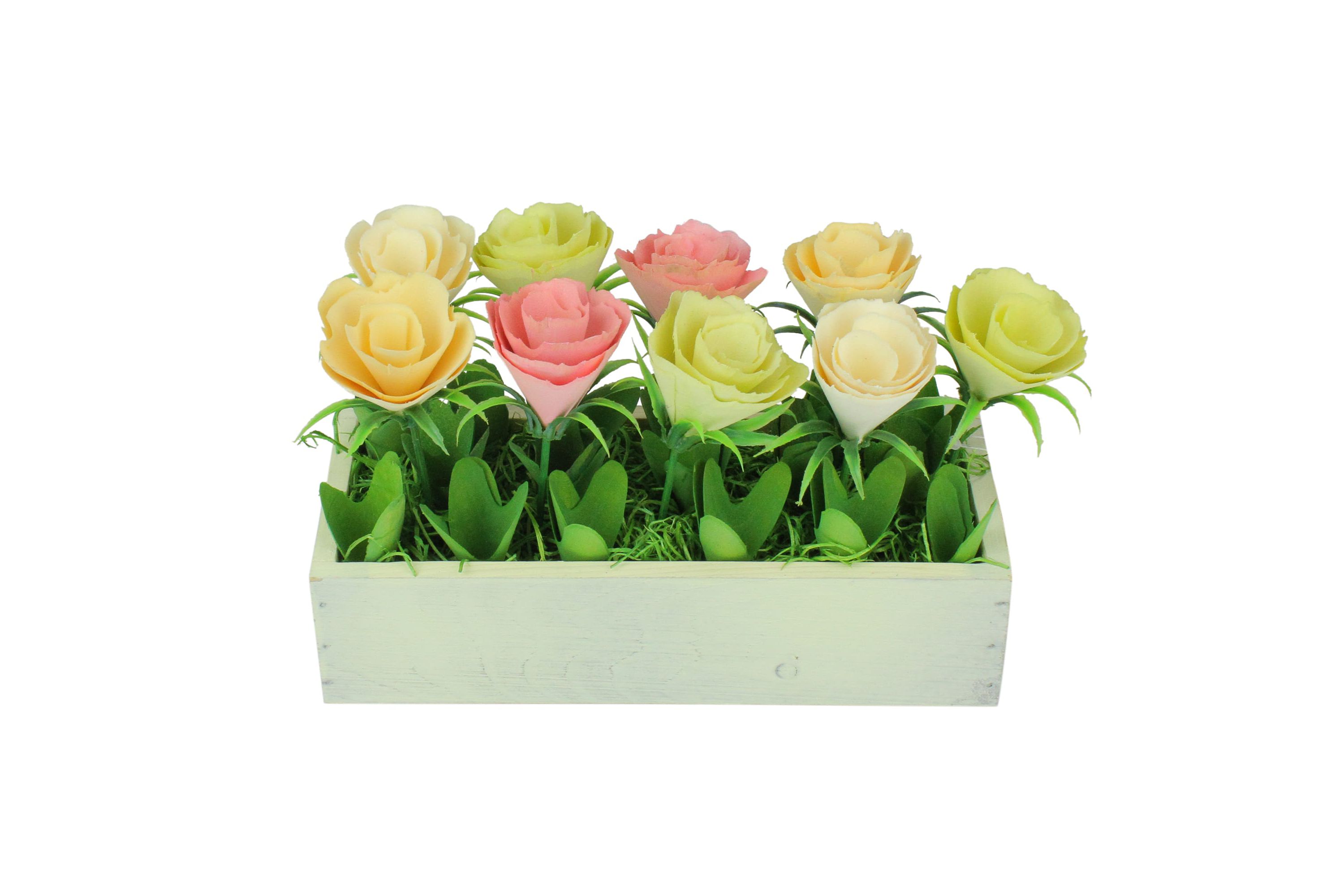 9.5" Yellow and White Potted Springtime Artificial Flowers