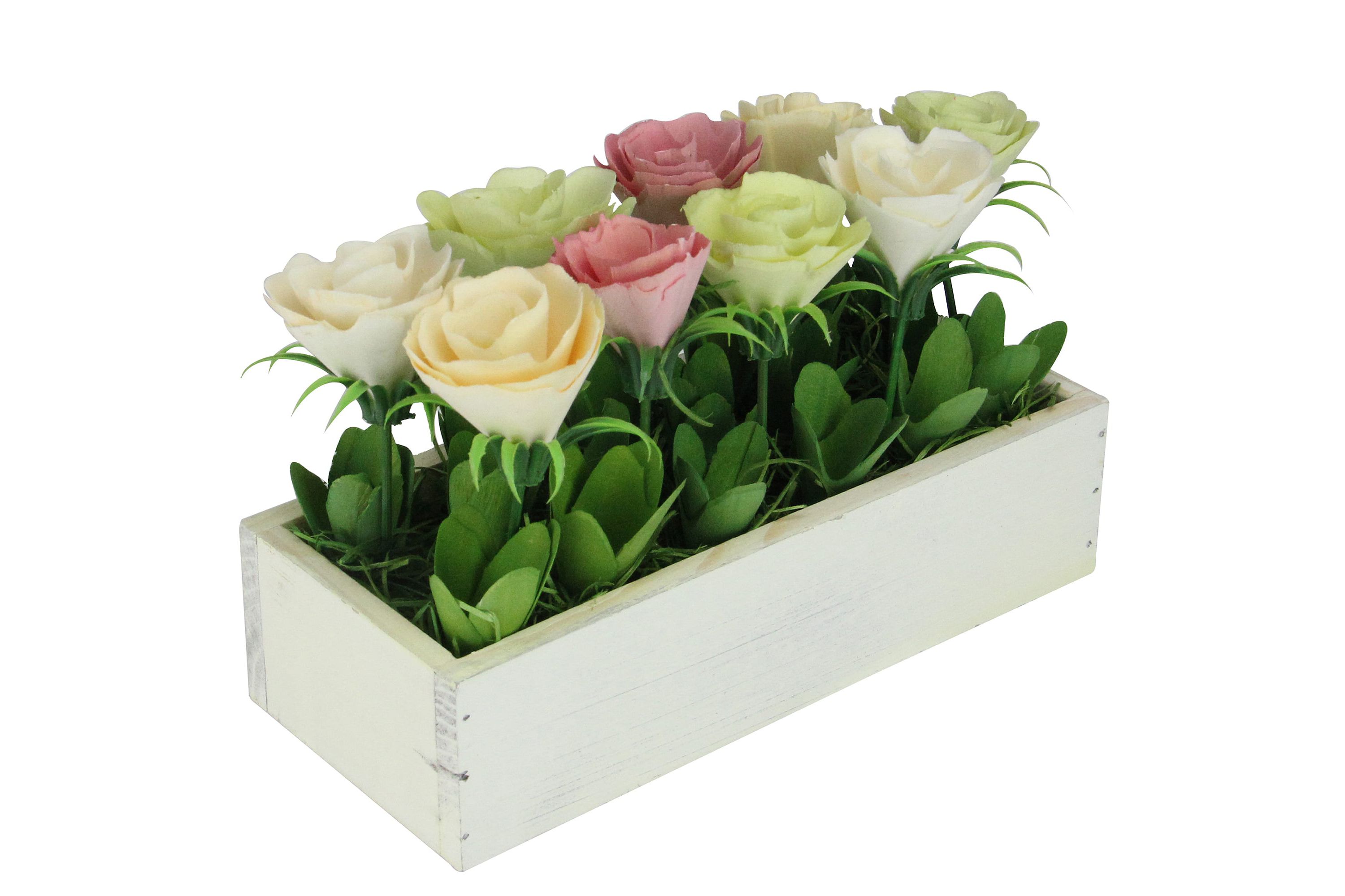 9.5" Yellow and White Potted Springtime Artificial Flowers