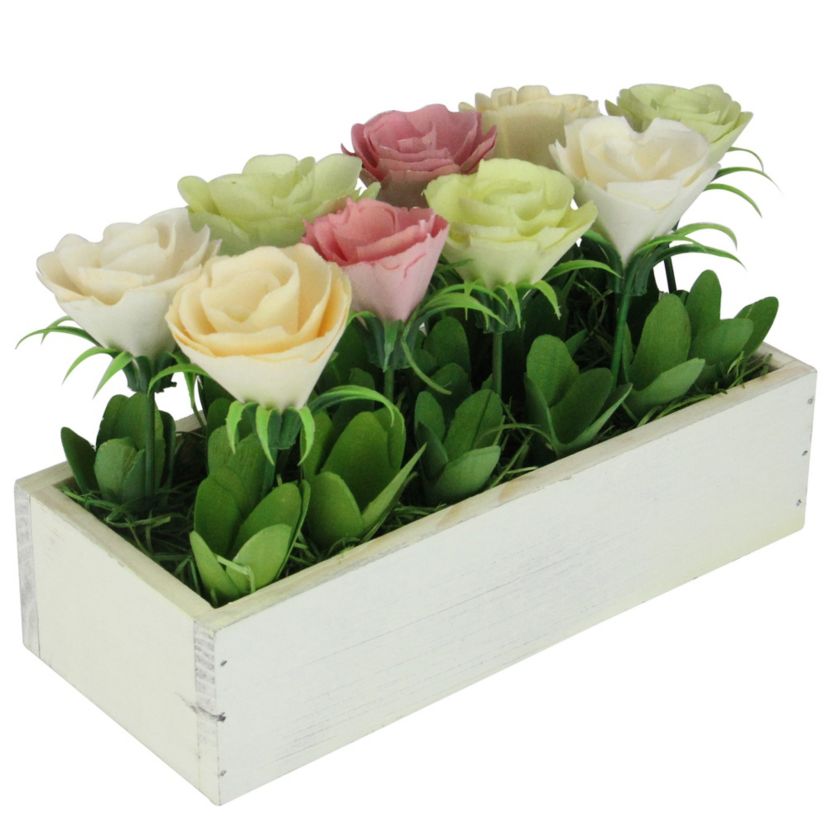 9.5" Yellow and White Potted Springtime Artificial Flowers