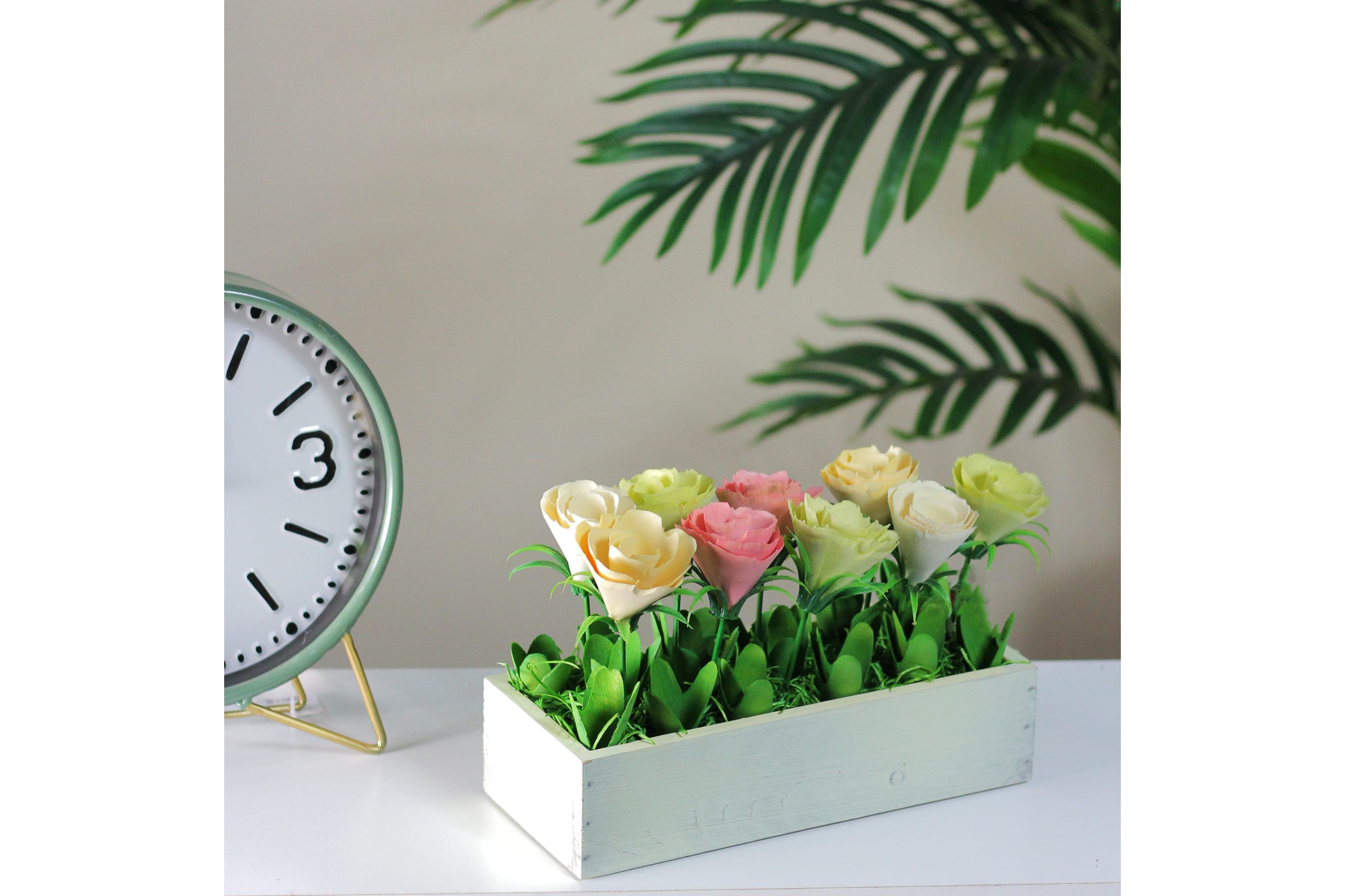 9.5" Yellow and White Potted Springtime Artificial Flowers