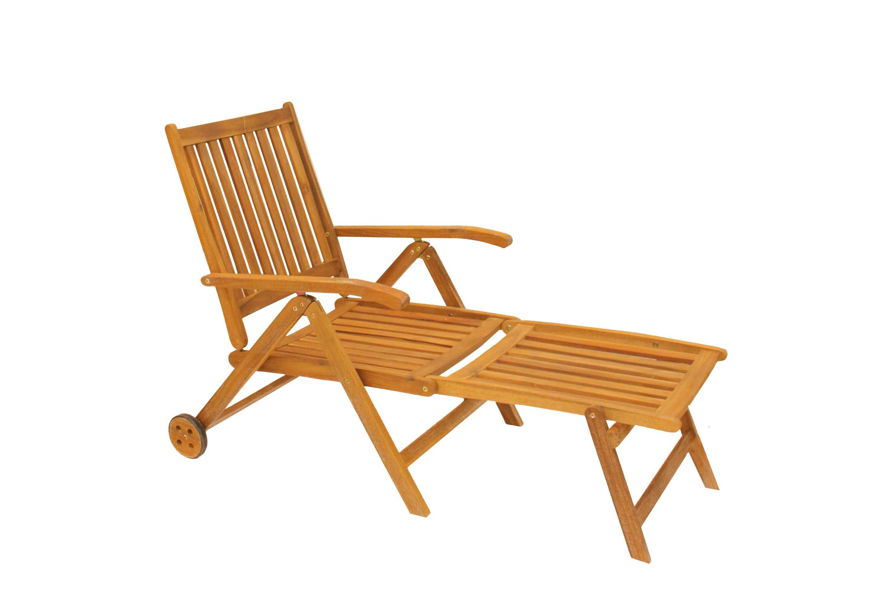 Acacia Wood Outdoor Patio Chaise Lounge Chair