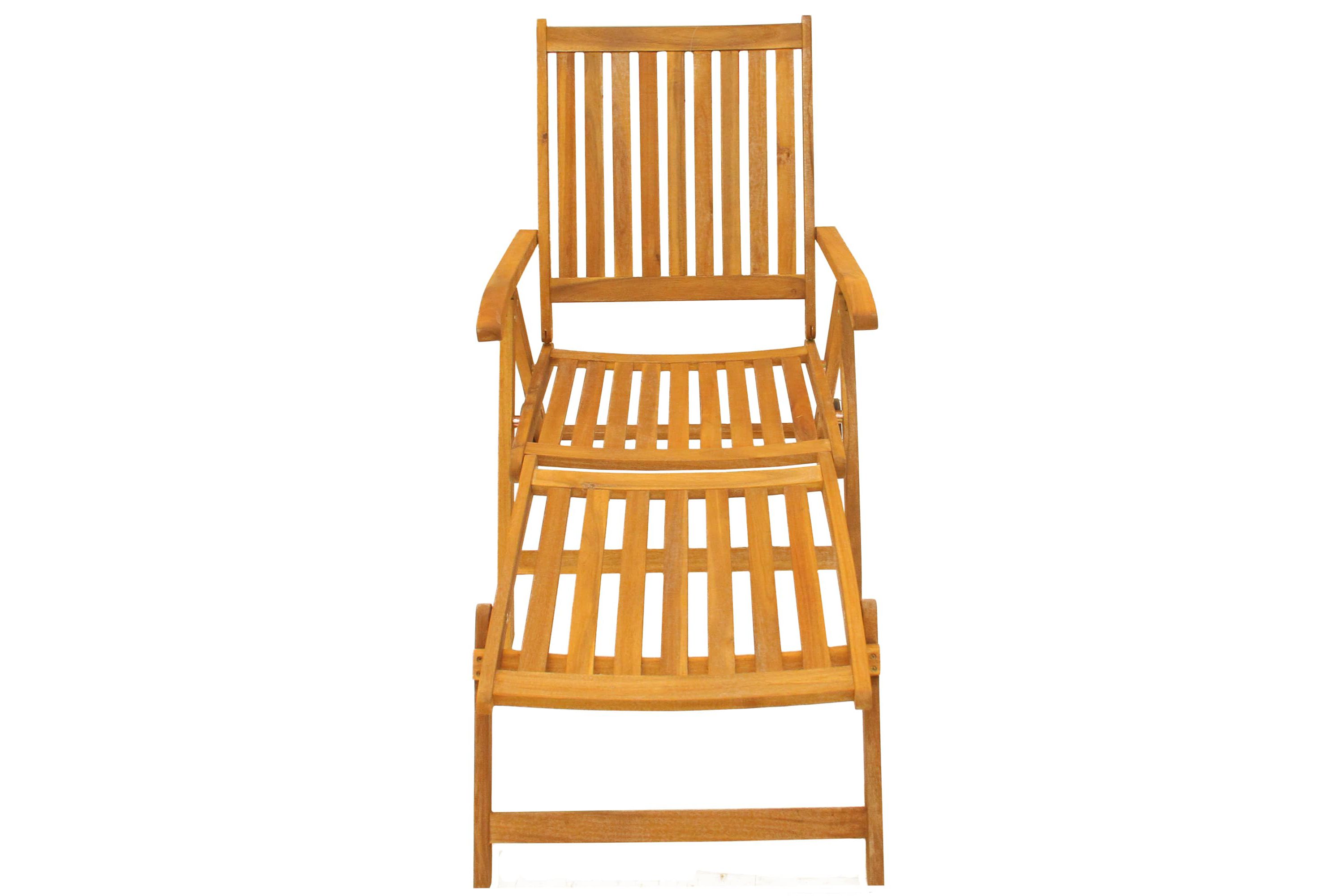 Acacia Wood Outdoor Patio Chaise Lounge Chair