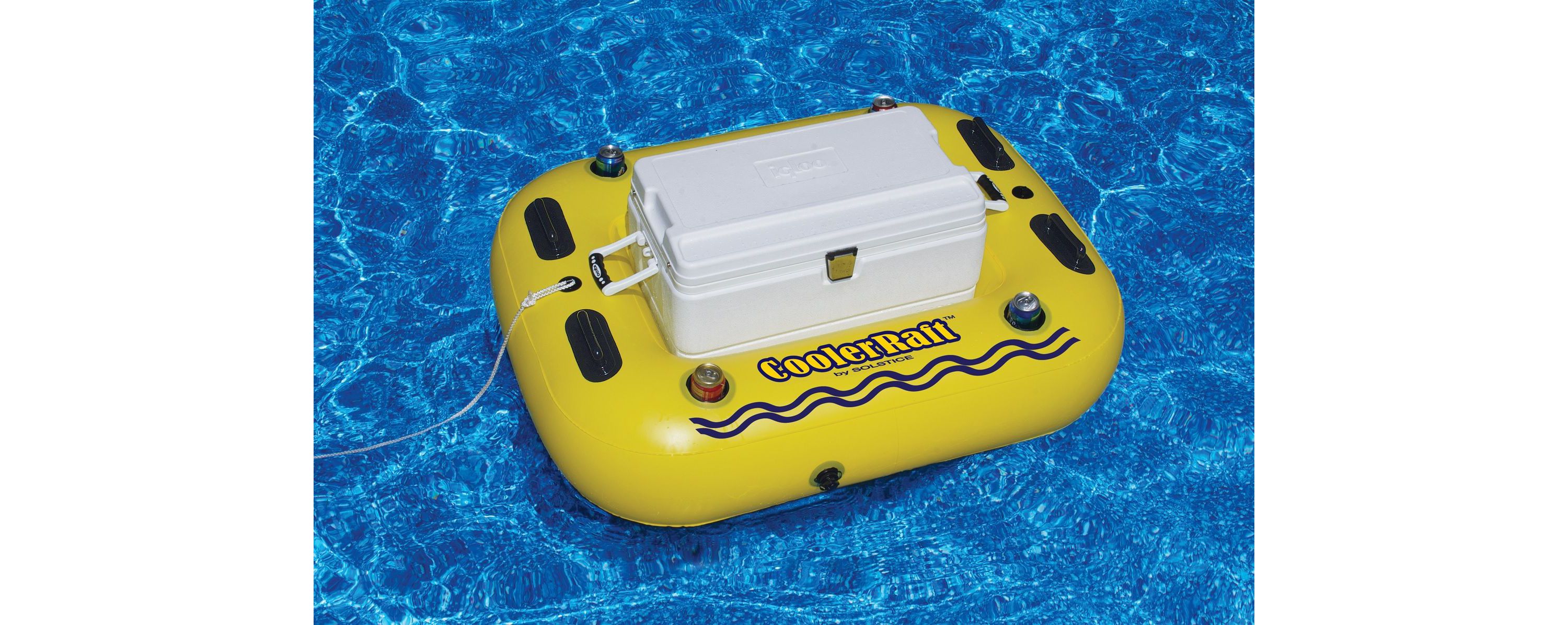 55-Inch Inflatable Yellow and Black Swimming Pool Cooler Raft Float