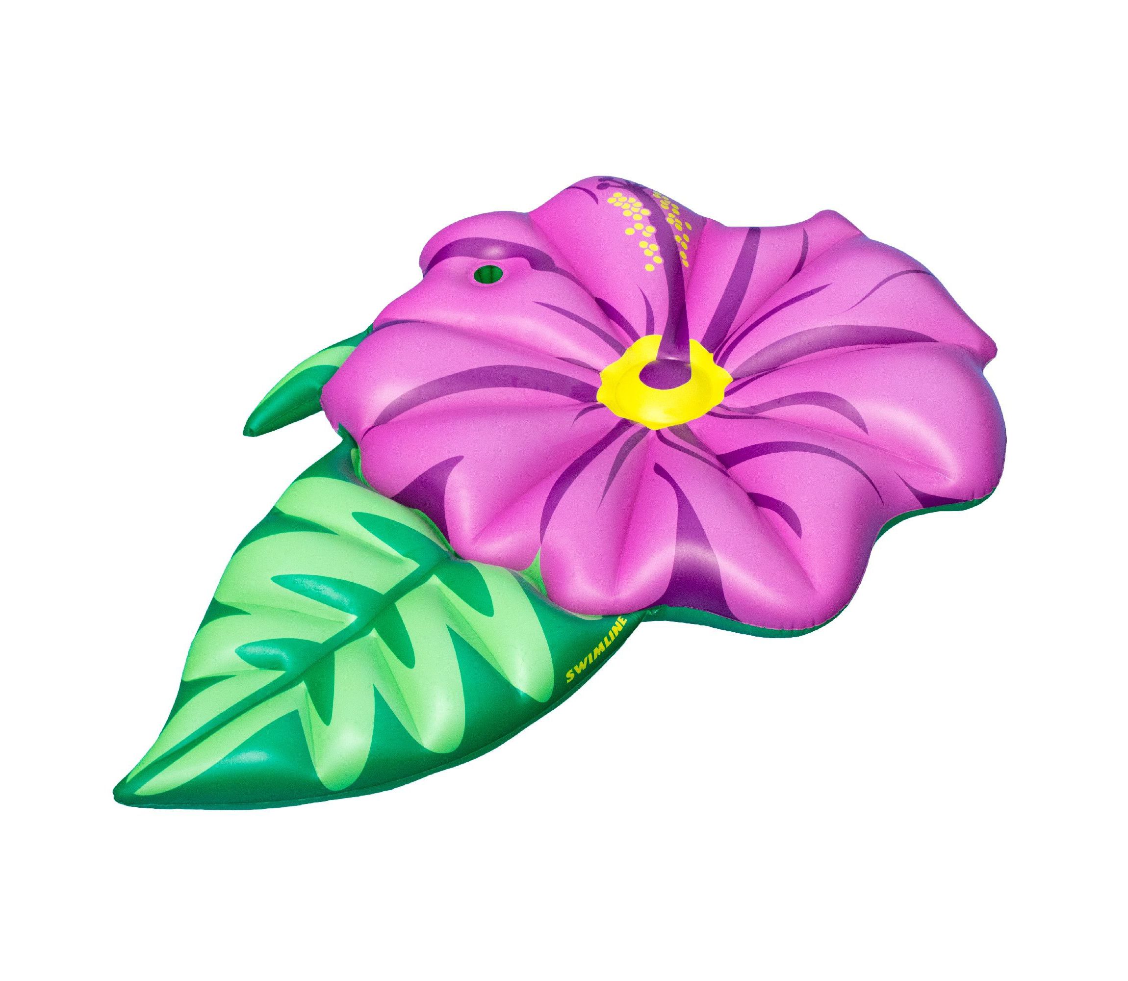70" Inflatable Green and Pink Summer Hibiscus Flower Lounge Pool Float