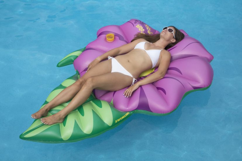 70" Inflatable Green and Pink Summer Hibiscus Flower Lounge Pool Float