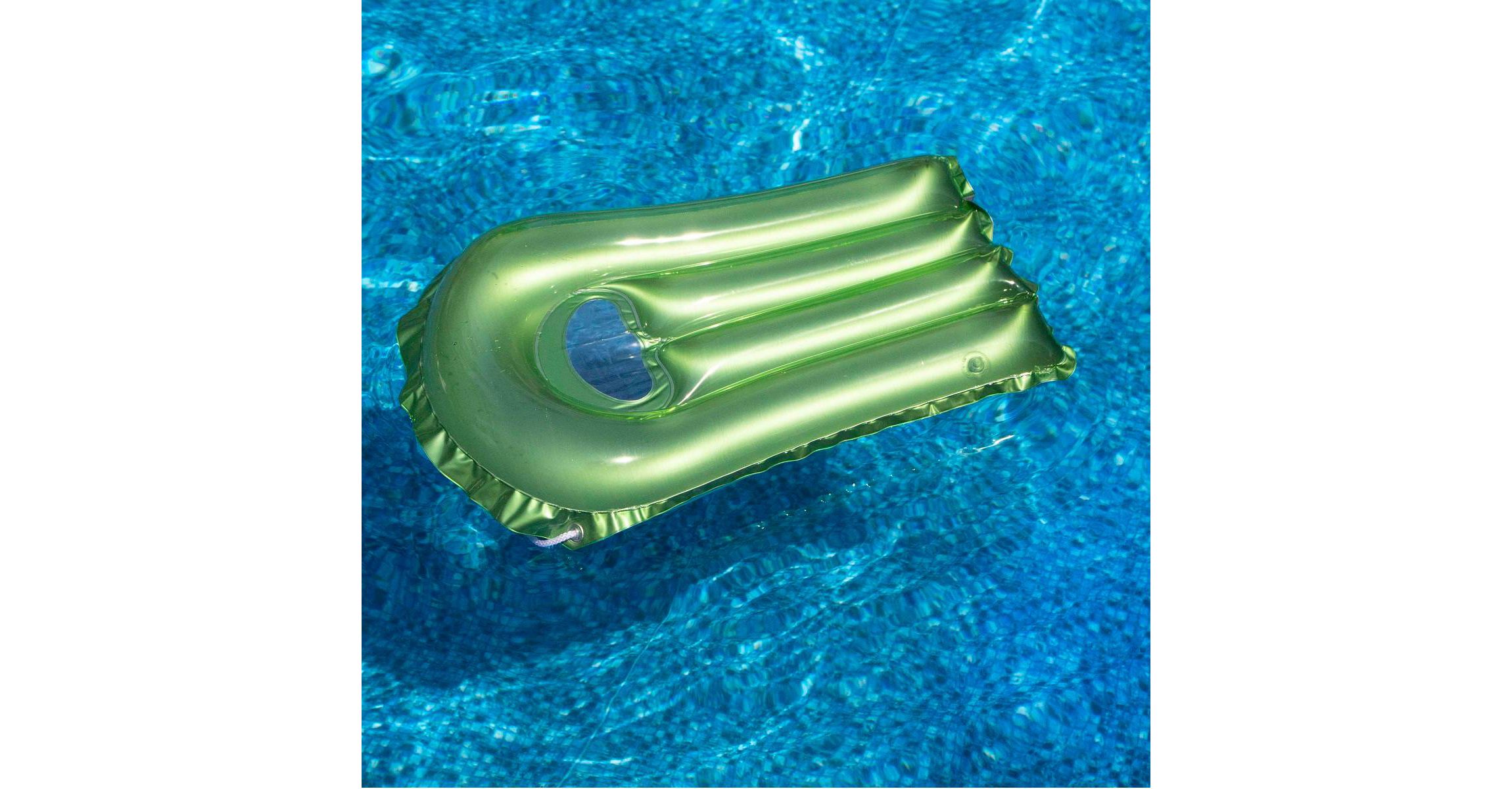 30-Inch Inflatable Transparent Green With Metallic Silver Surf Rider Pool Float