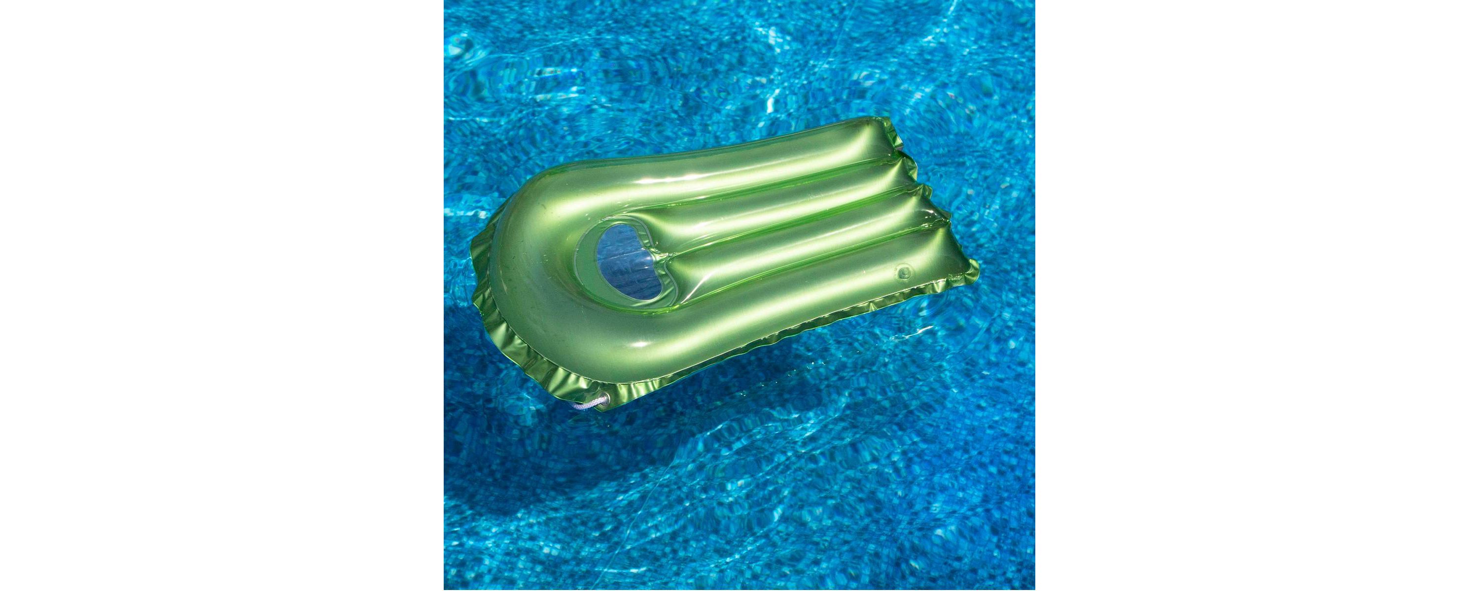30-Inch Inflatable Transparent Green With Metallic Silver Surf Rider Pool Float