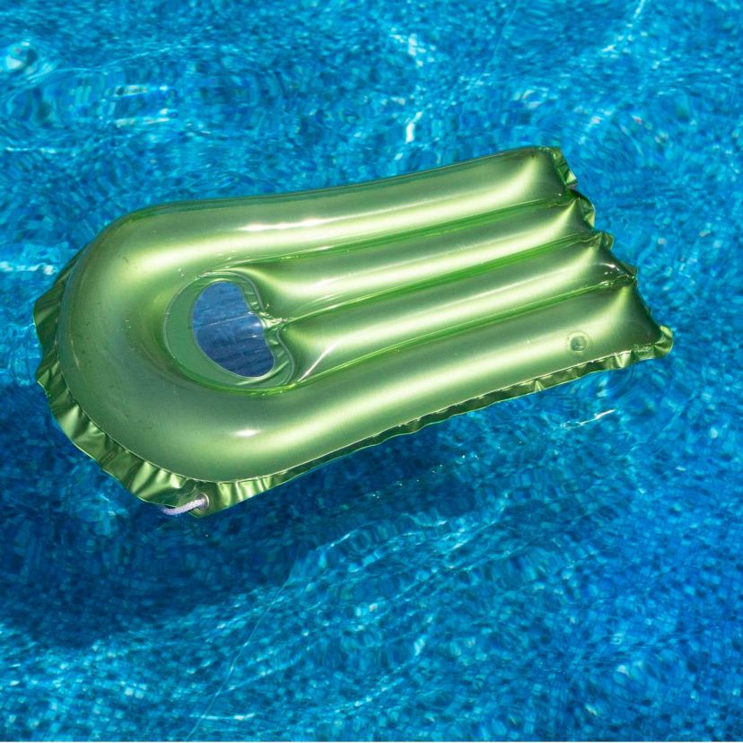 30-Inch Inflatable Transparent Green With Metallic Silver Surf Rider Pool Float
