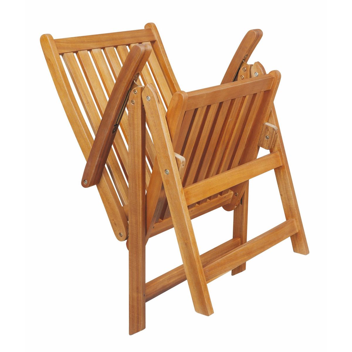 Set of 2 Brown Acacia Folding Chairs Outdoor Patio Furniture 42"