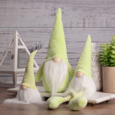 16" Lime Green and White Sitting Spring Gnome Figure