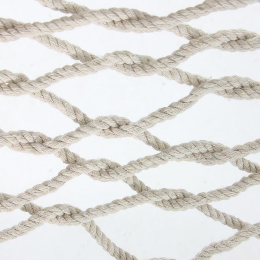 74" White Lattice Macrame Rope Hammock with Wooden Bars