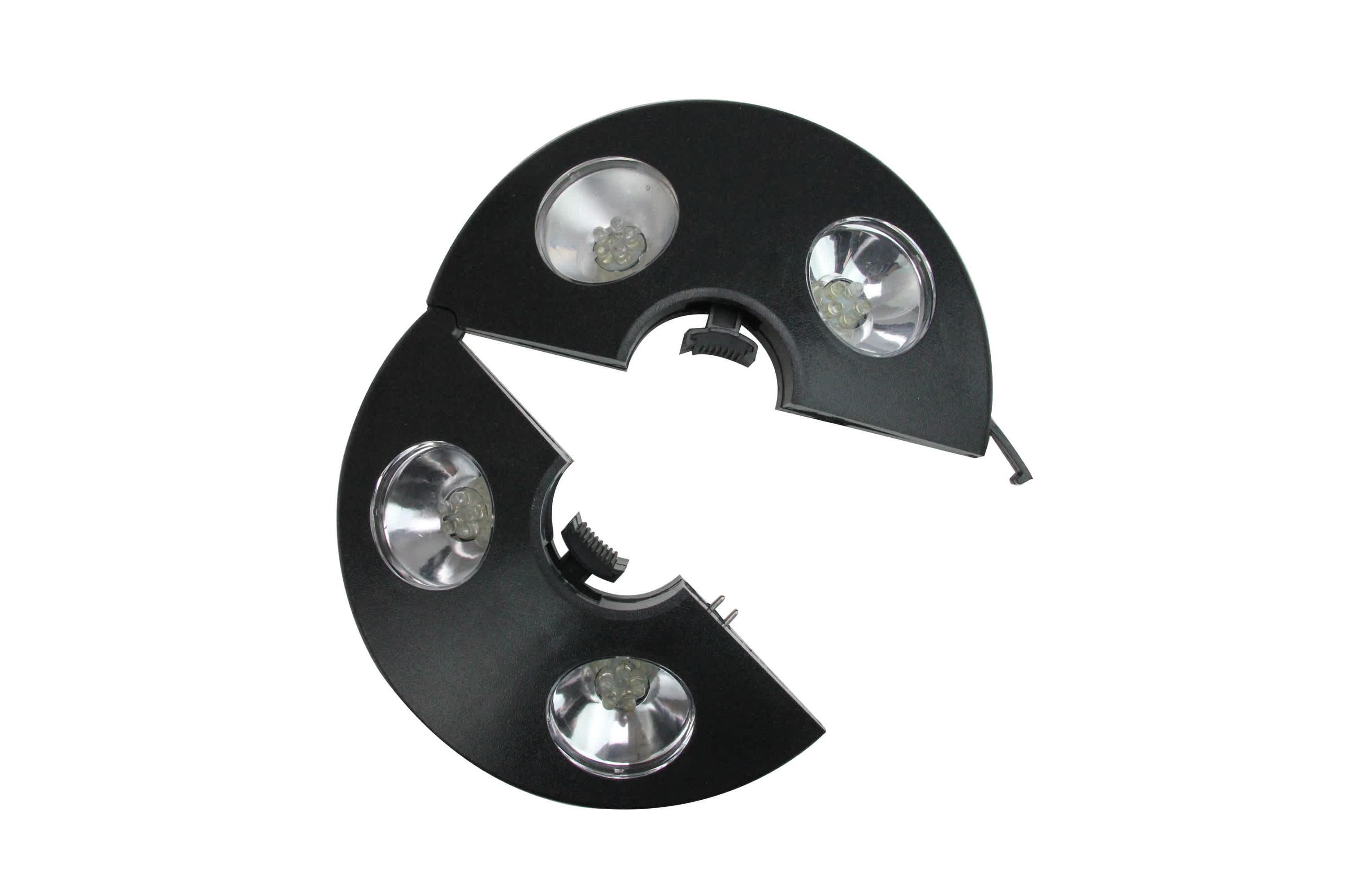 8" Black 4-Panel Patio Umbrella Light with 20 LEDs