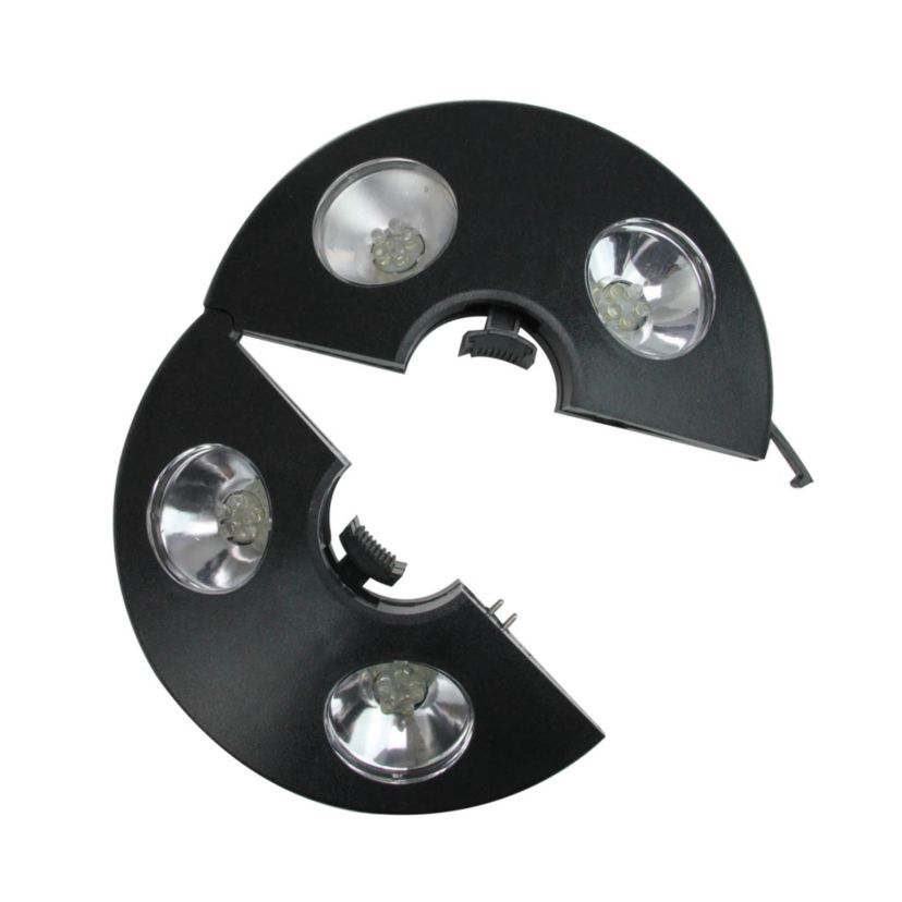 8" Black 4-Panel Patio Umbrella Light with 20 LEDs