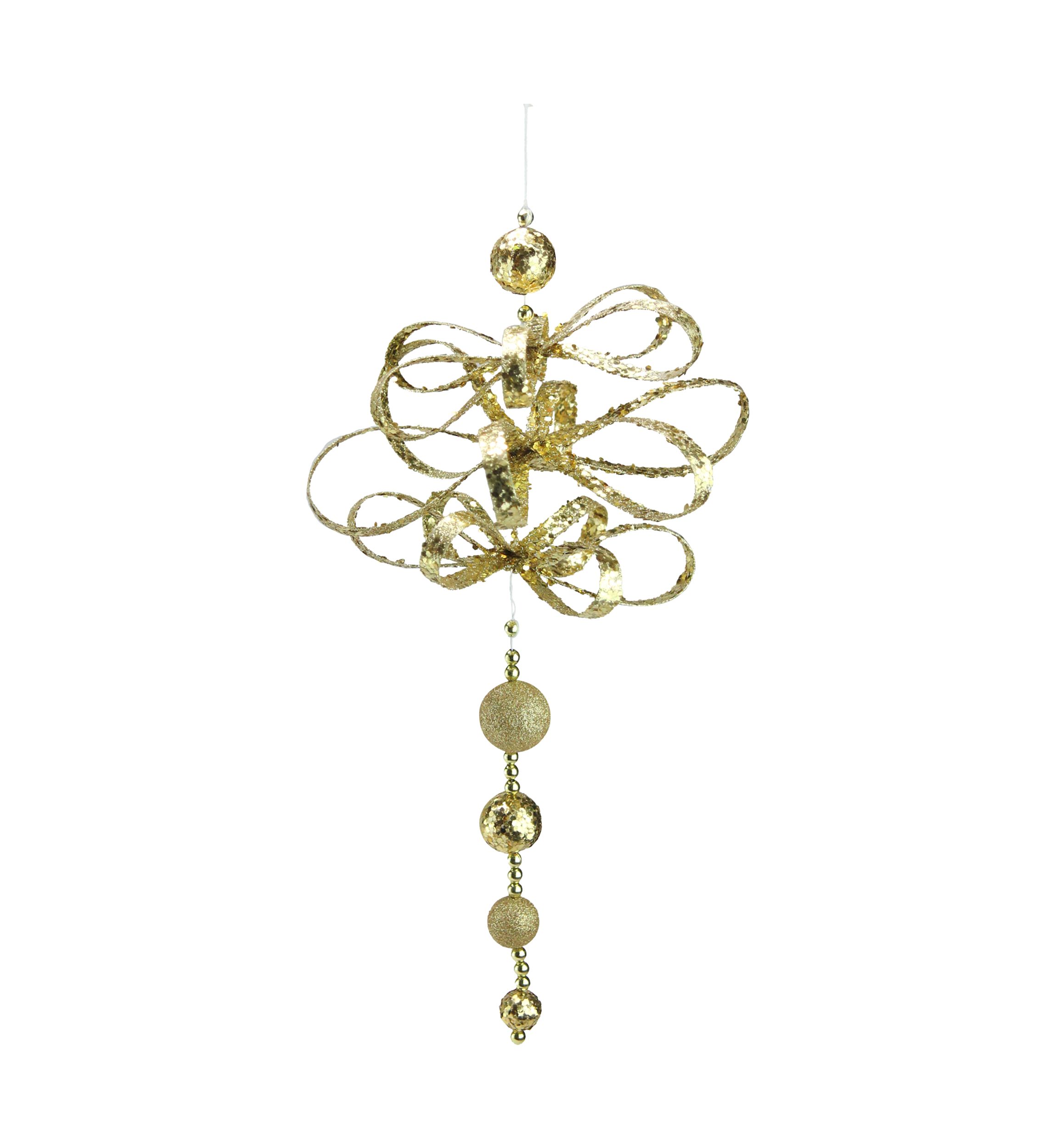 18.5Inch Gold Two Finish Whimsical Glittered Loop Ornament