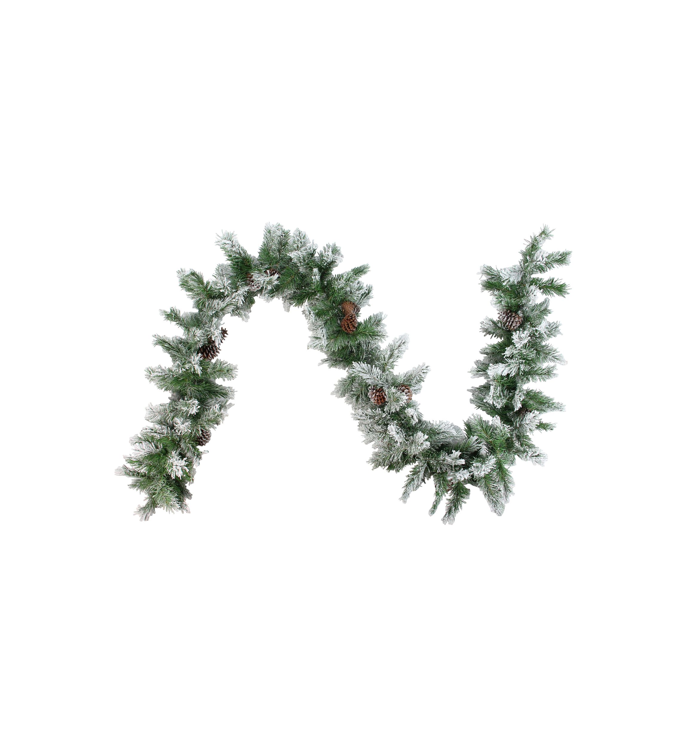 6.75 x 14Inch Flocked Angel Pine with Pinecones Artificial Christmas Garland - Unlit