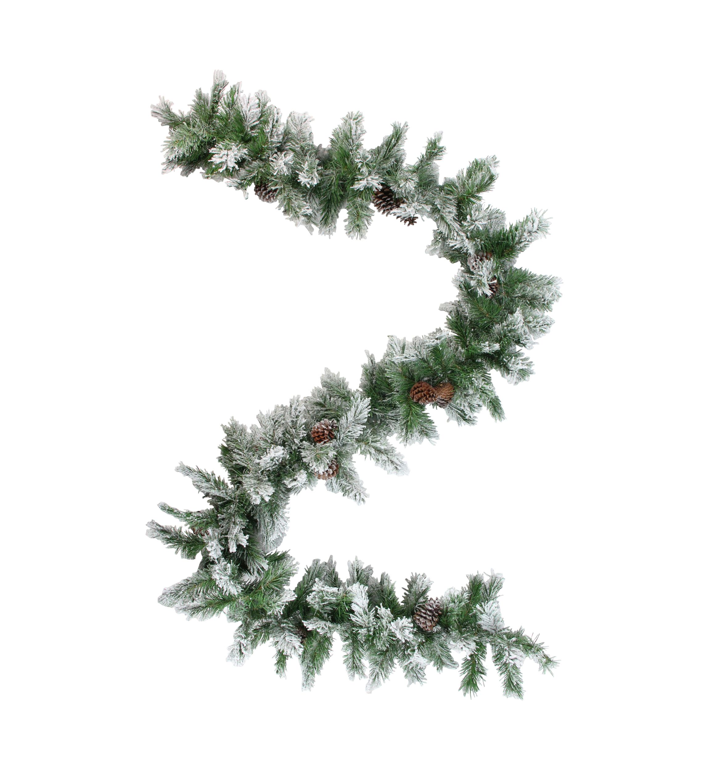6.75 x 14Inch Flocked Angel Pine with Pinecones Artificial Christmas Garland - Unlit