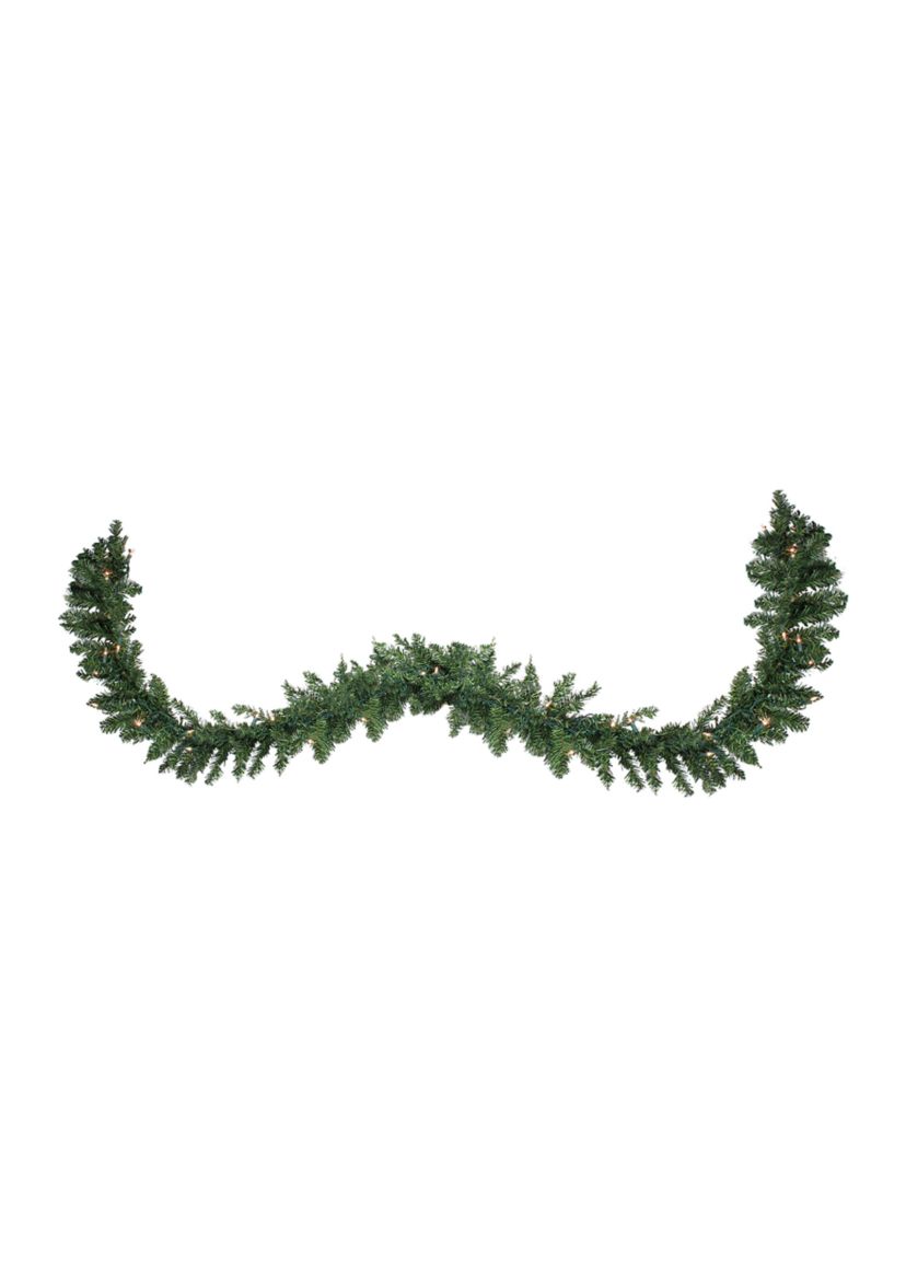 9 x 12Inch Pre-Lit Buffalo Fir Artificial Christmas Garland - Clear Lights