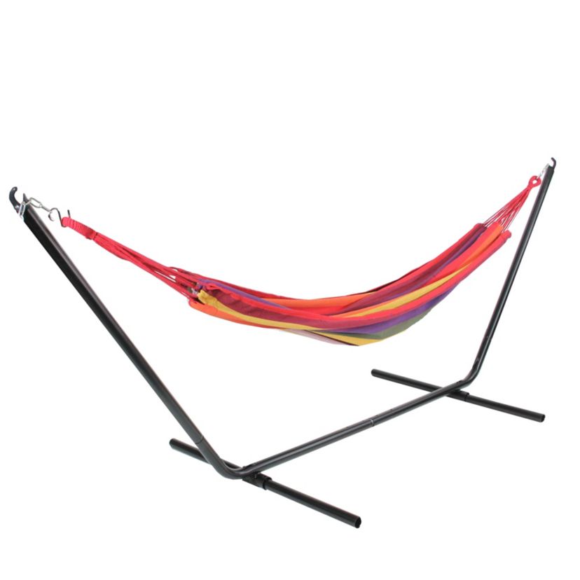 76" Wide Striped Woven Cotton Single Brazilian Hammock