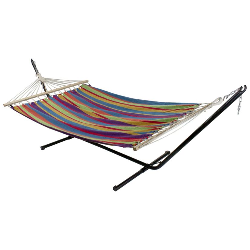 Striped Woven Two Person Double Hammock - 77" x 59" - Red and Green