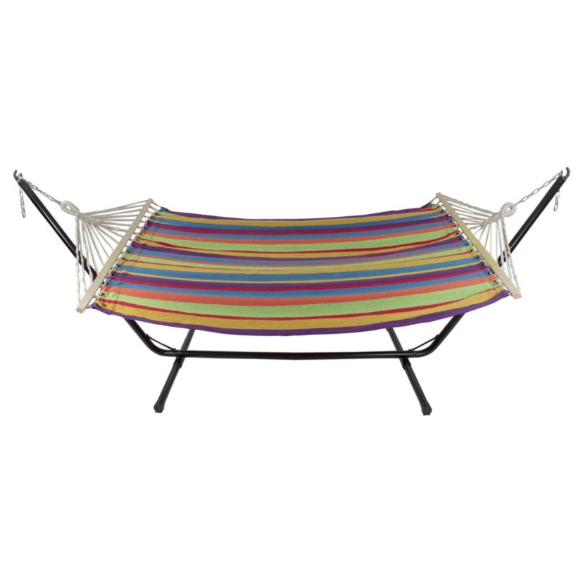 Striped Woven Two Person Double Hammock - 77" x 59" - Red and Green