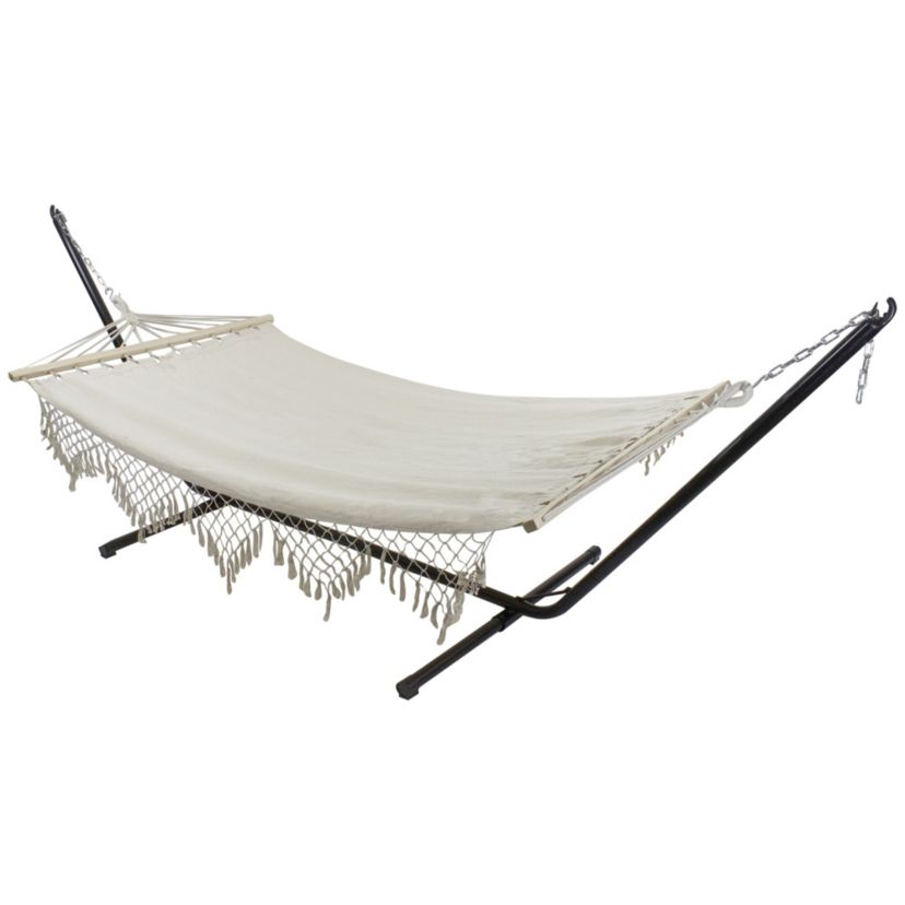 78" Beige Cotton Macrame Hammock