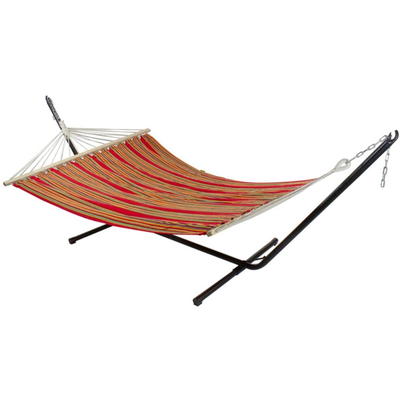 Cotton Striped Hammock - 75" x 59" - Red and Green