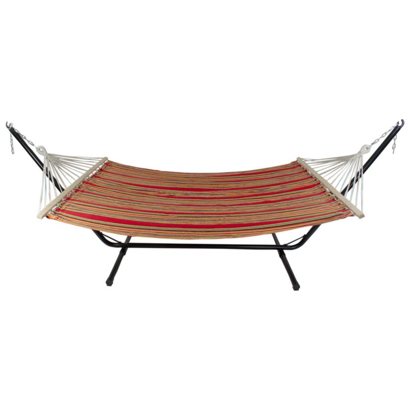 Cotton Striped Hammock - 75" x 59" - Red and Green