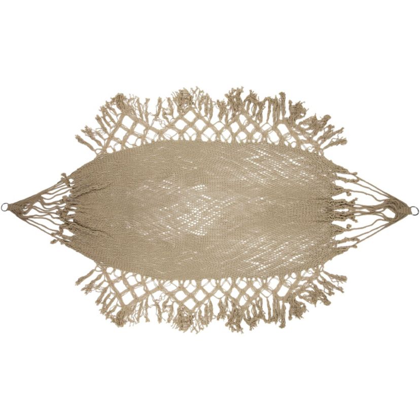 78" x 31" Brown Macrame Hammock with Patterned Tassels