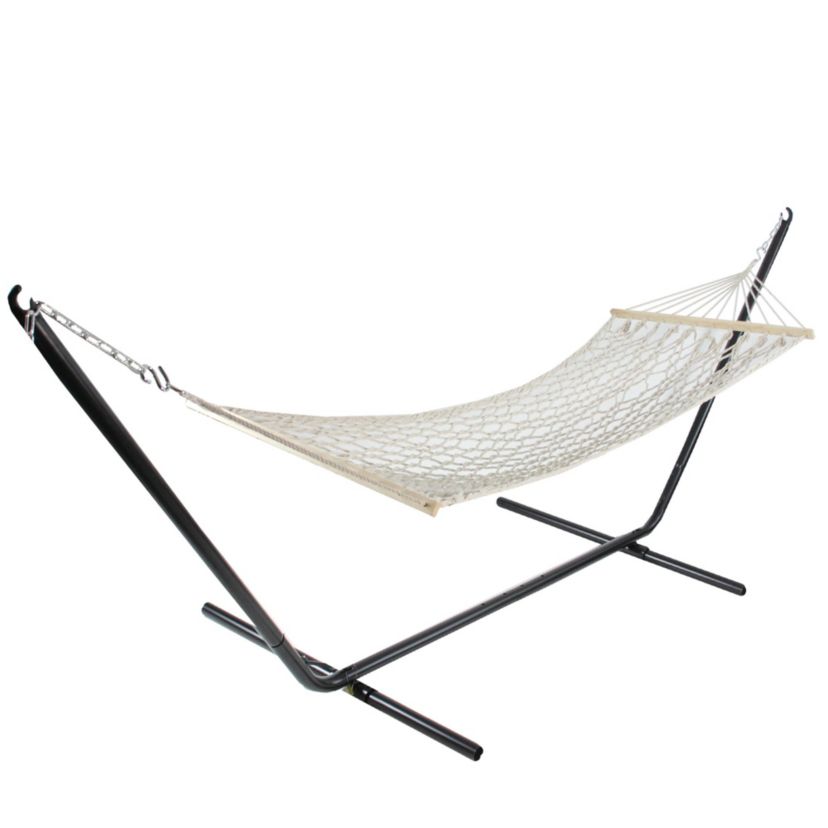 78" x 31" Natural Macrame Hammock with Bars