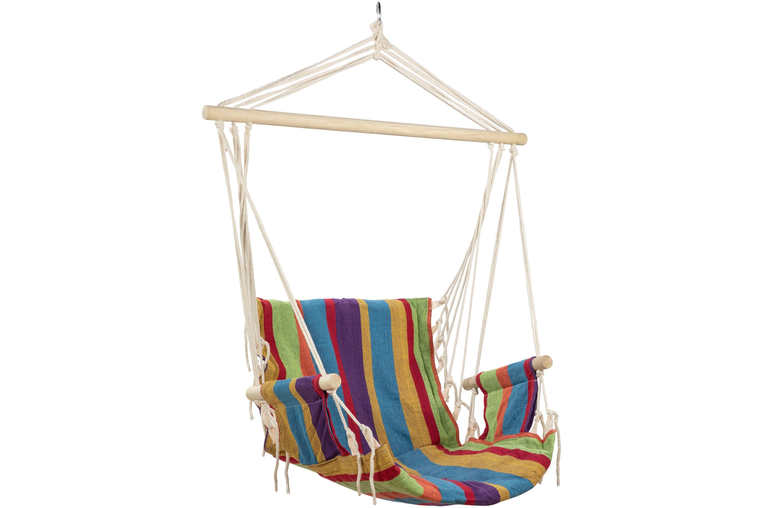 37" Multi-Color Stripe Outdoor Patio Hammock Chair with Armrests