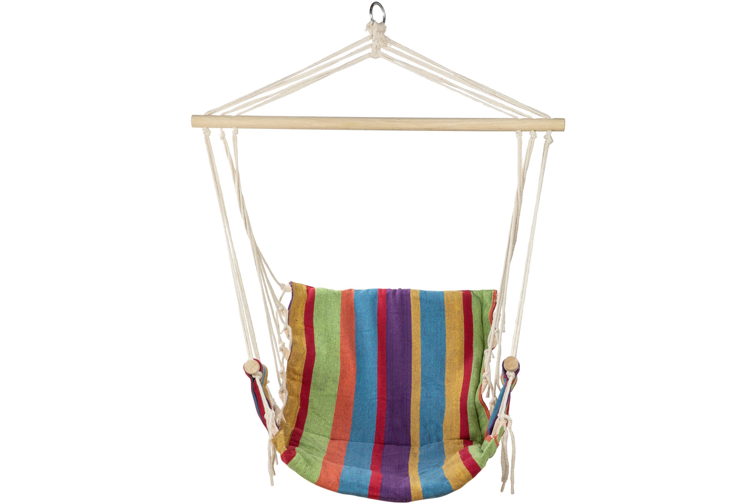 37" Multi-Color Stripe Outdoor Patio Hammock Chair with Armrests