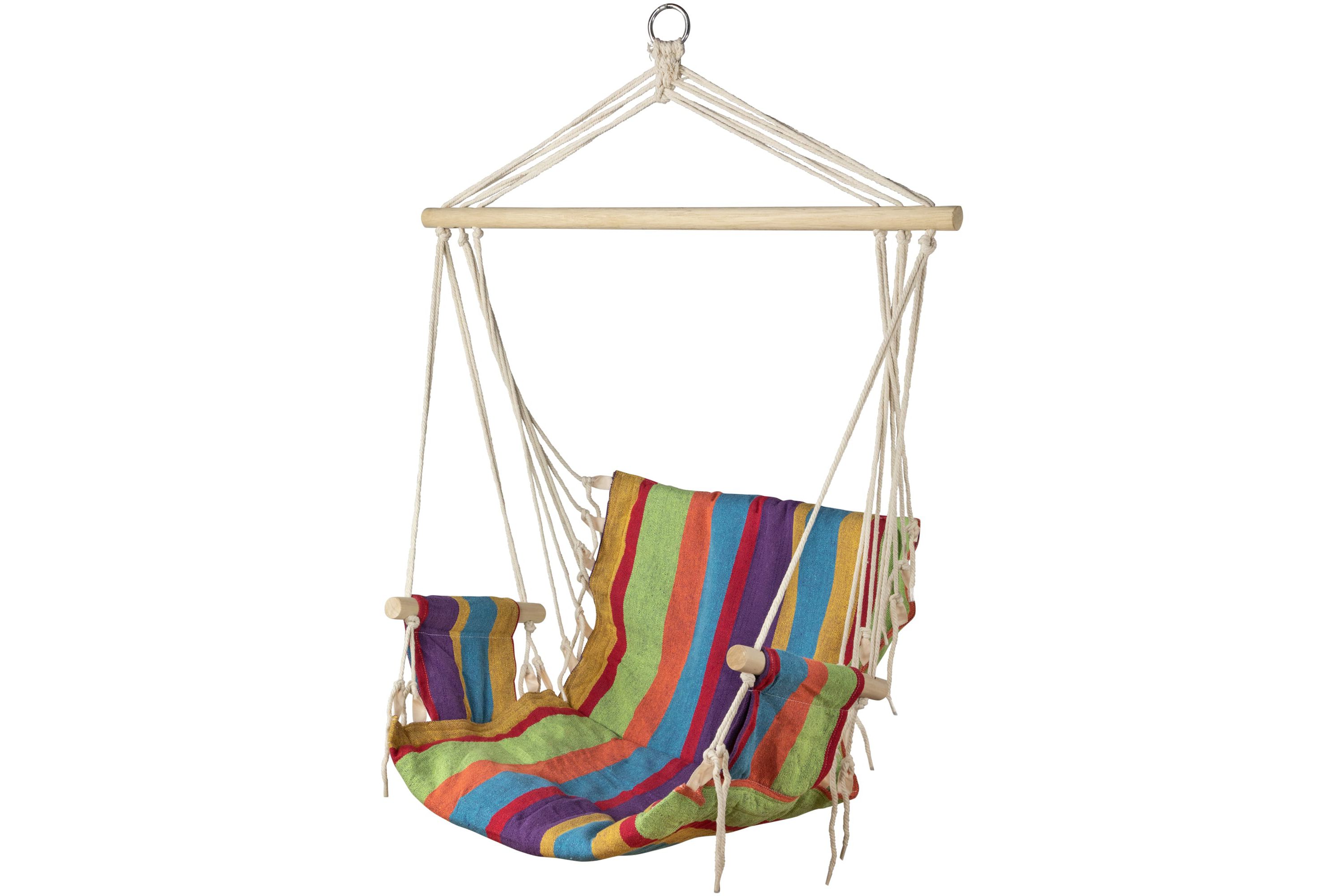 37" Multi-Color Stripe Outdoor Patio Hammock Chair with Armrests