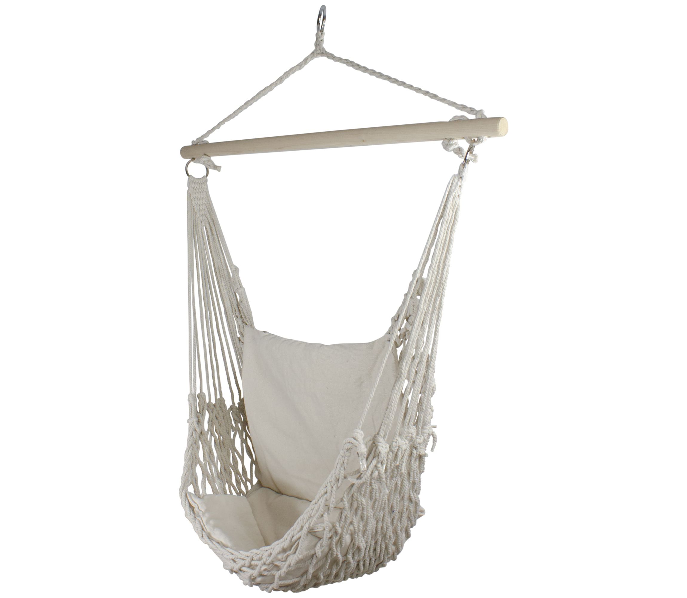 46" MacramÃ© Hammock Chair with Cream Cushion