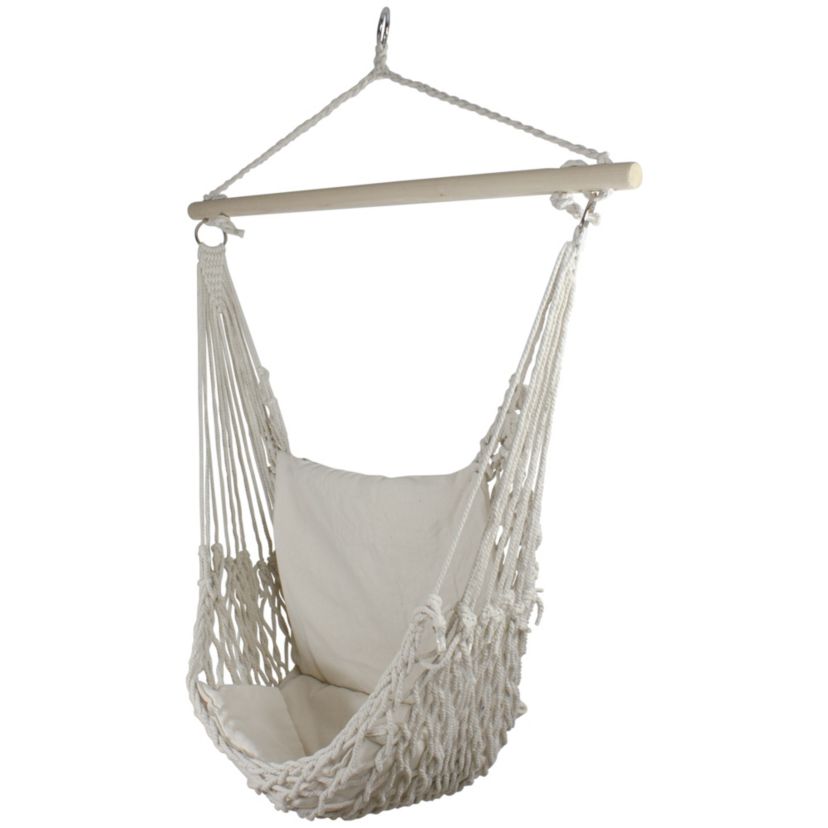 46" MacramÃ© Hammock Chair with Cream Cushion