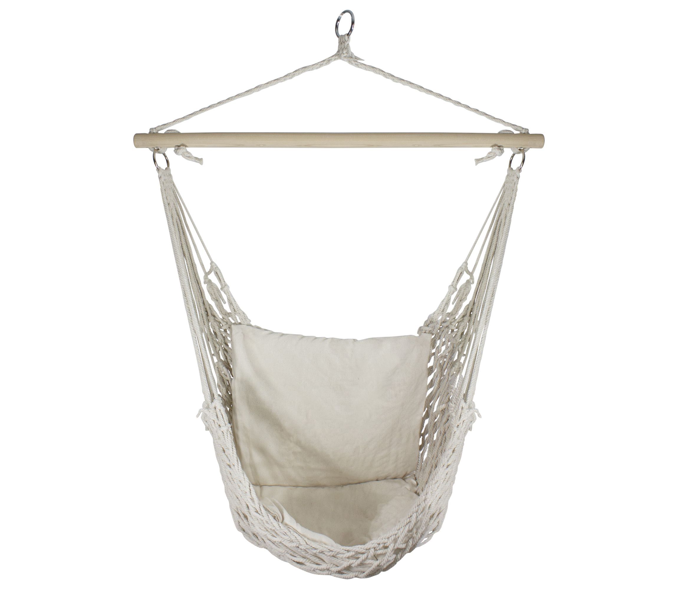 46" MacramÃ© Hammock Chair with Cream Cushion
