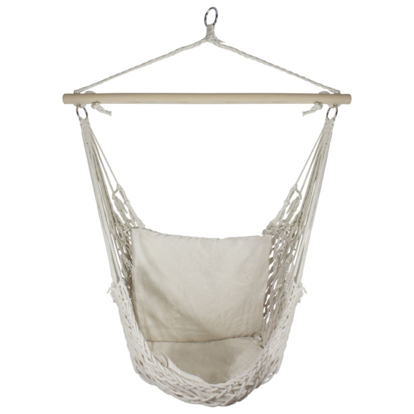 46" MacramÃ© Hammock Chair with Cream Cushion