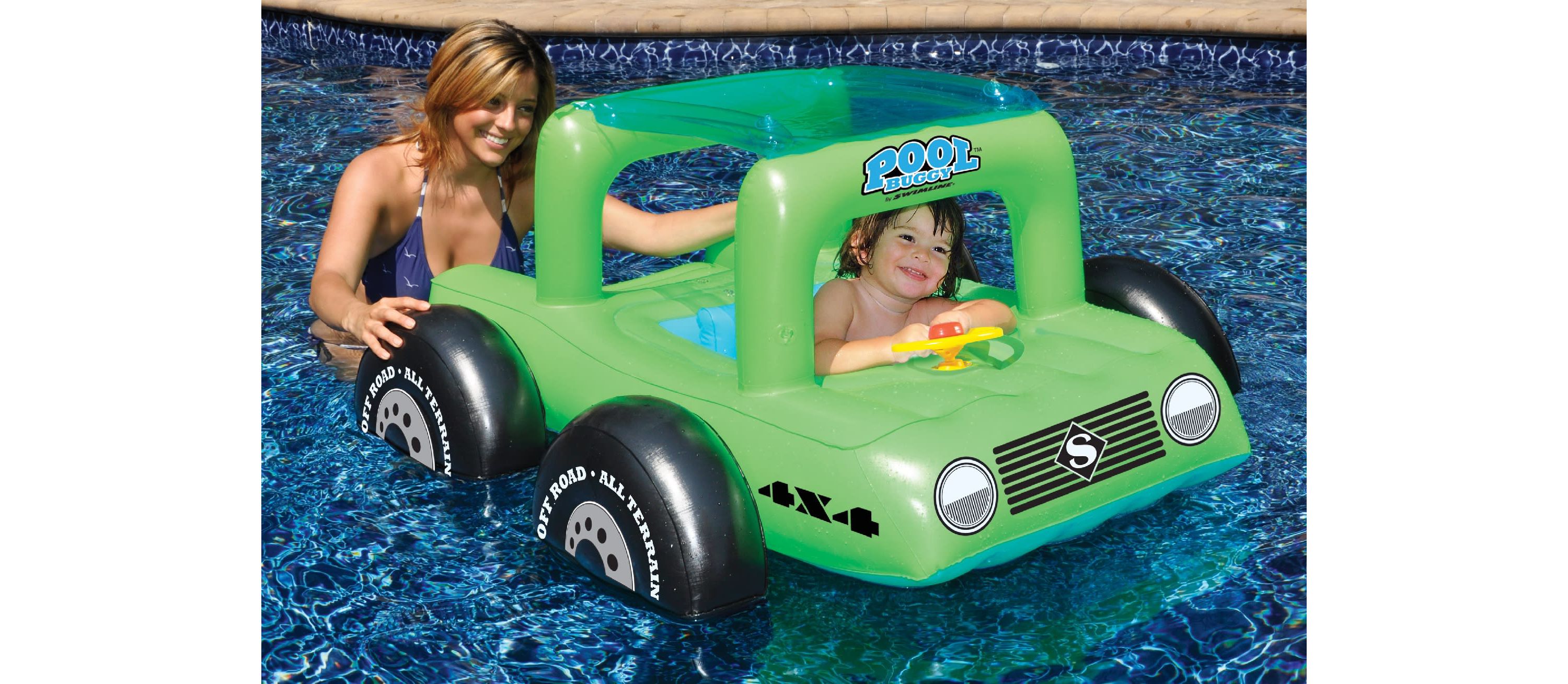 41" Green Swimming Pool All Terrain Vehicle Float for Children