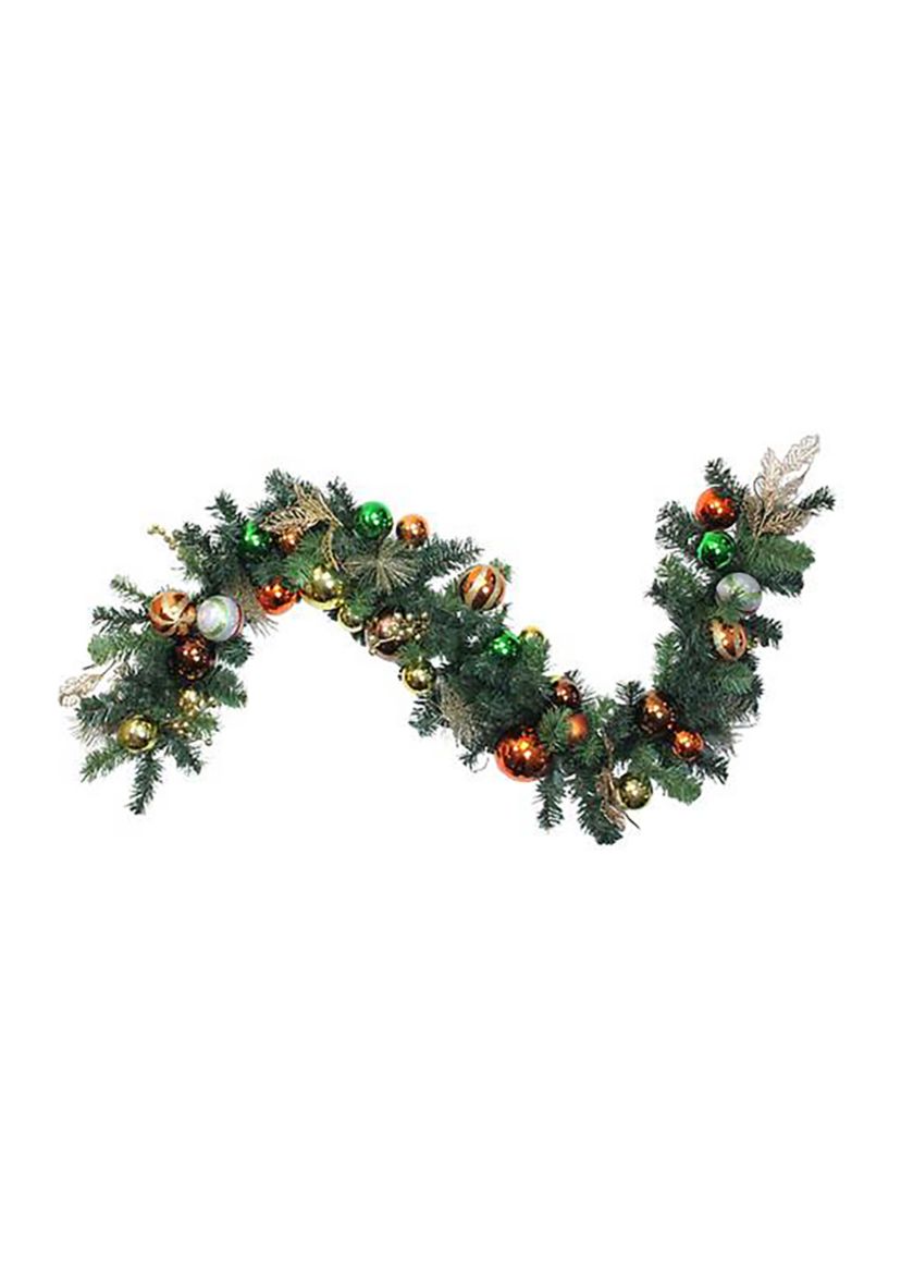 6 x 12 Green Artificial Mixed Foliage with Ornaments Christmas Garland  Unlit