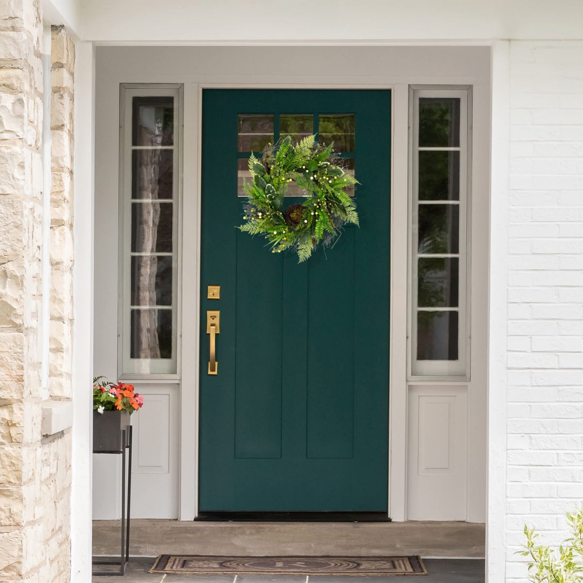 Green and Brown Foliage Artificial Spring Wreath with Nest - 24" - Unlit
