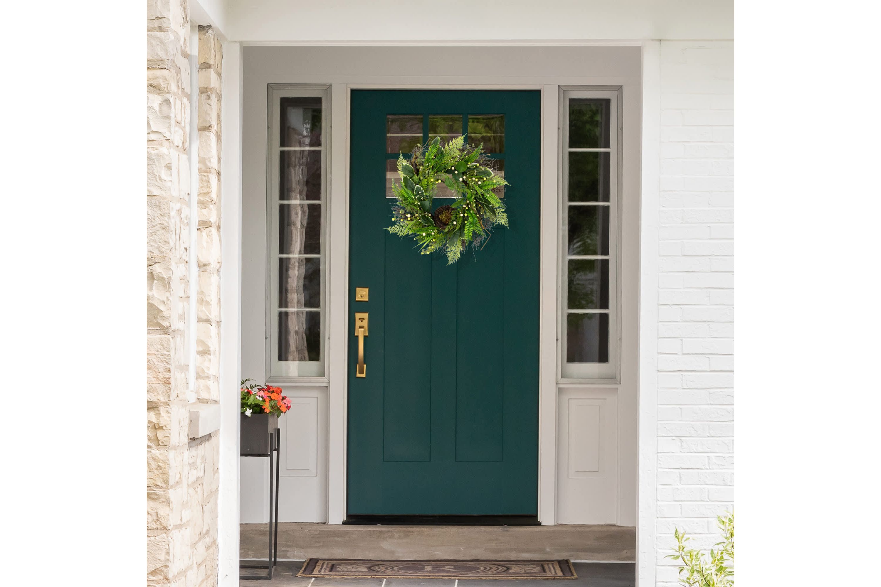 Green and Brown Foliage Artificial Spring Wreath with Nest - 24" - Unlit
