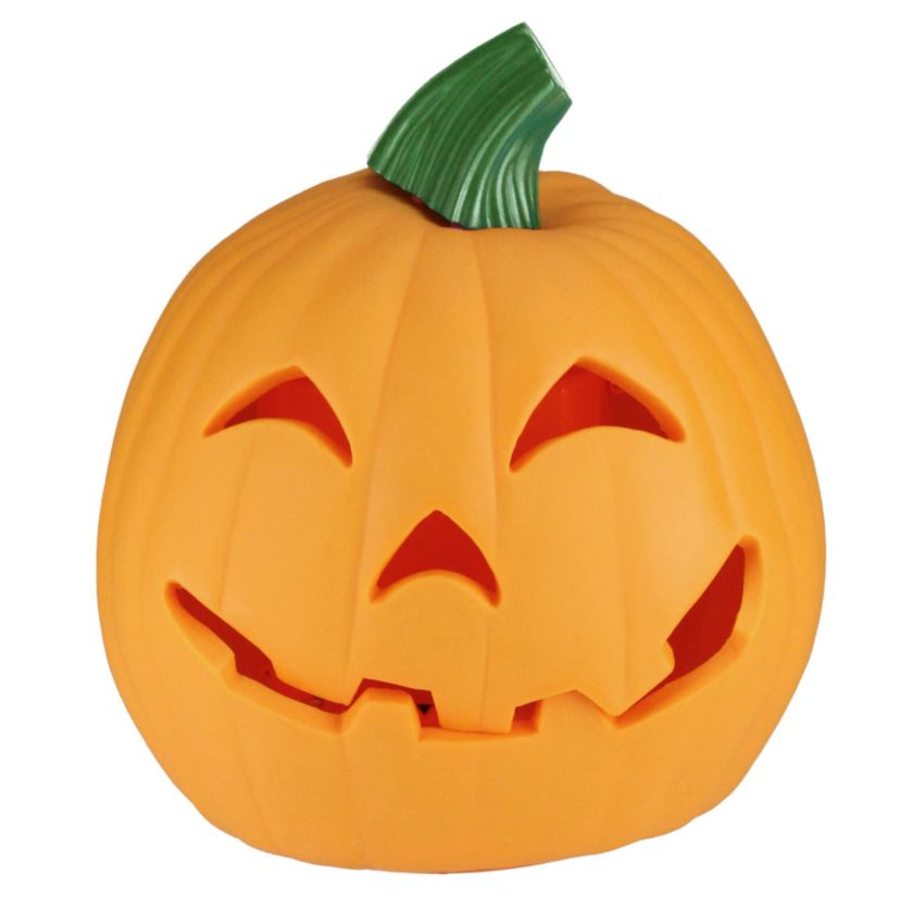 LED Lighted and Animated Double-Sided Halloween Pumpkin - 9.75" - Orange Lights