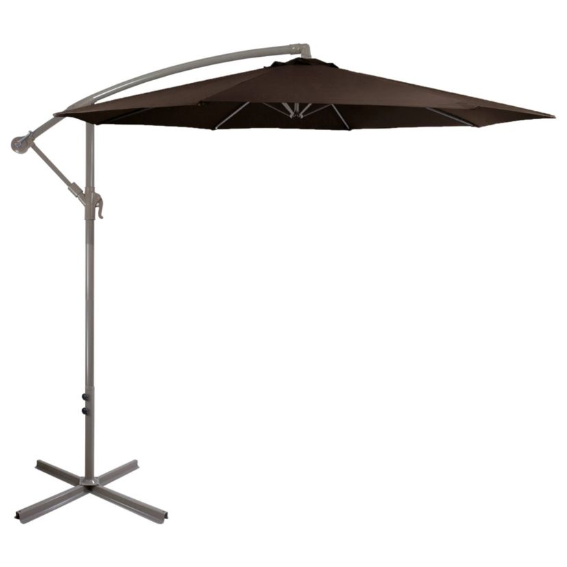 10ft Offset Outdoor Patio Umbrella with Hand Crank  Brown