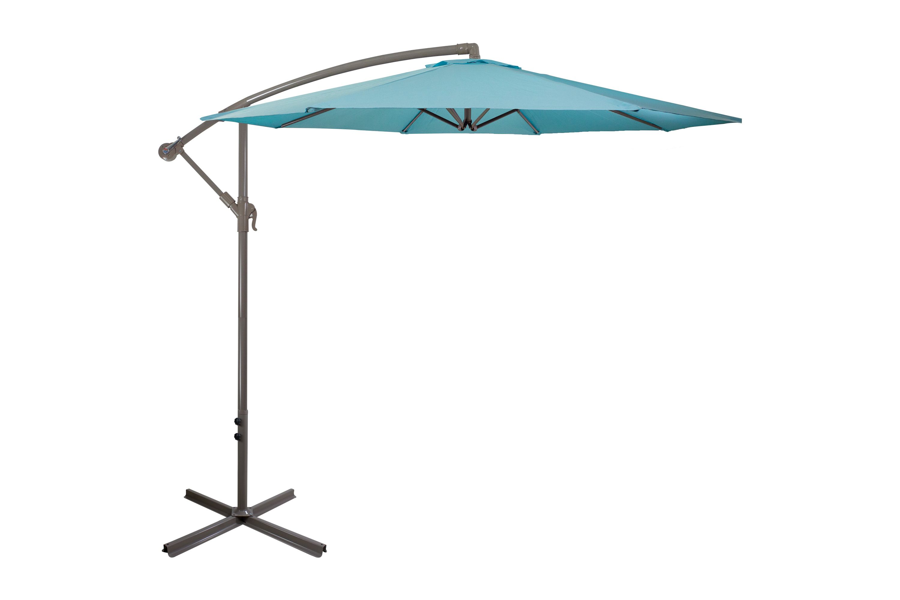 10ft Offset Outdoor Patio Umbrella with Hand Crank  Turquoise Blue