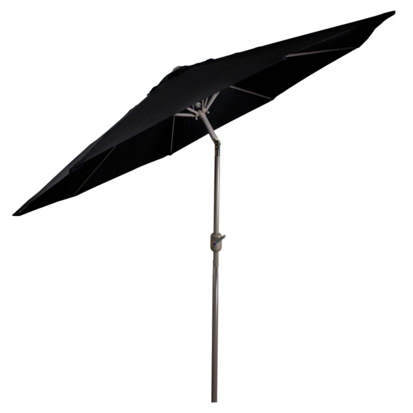 9ft Outdoor Patio Market Umbrella with Hand Crank and Tilt  Black