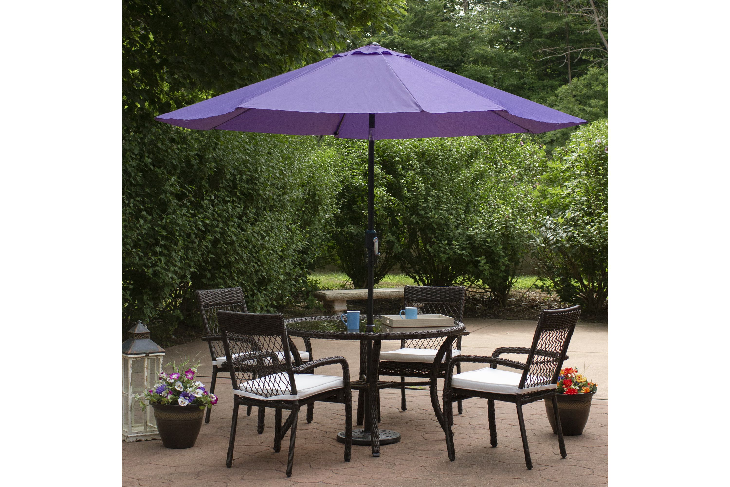 9ft Outdoor Patio Market Umbrella with Hand Crank and Tilt  Purple