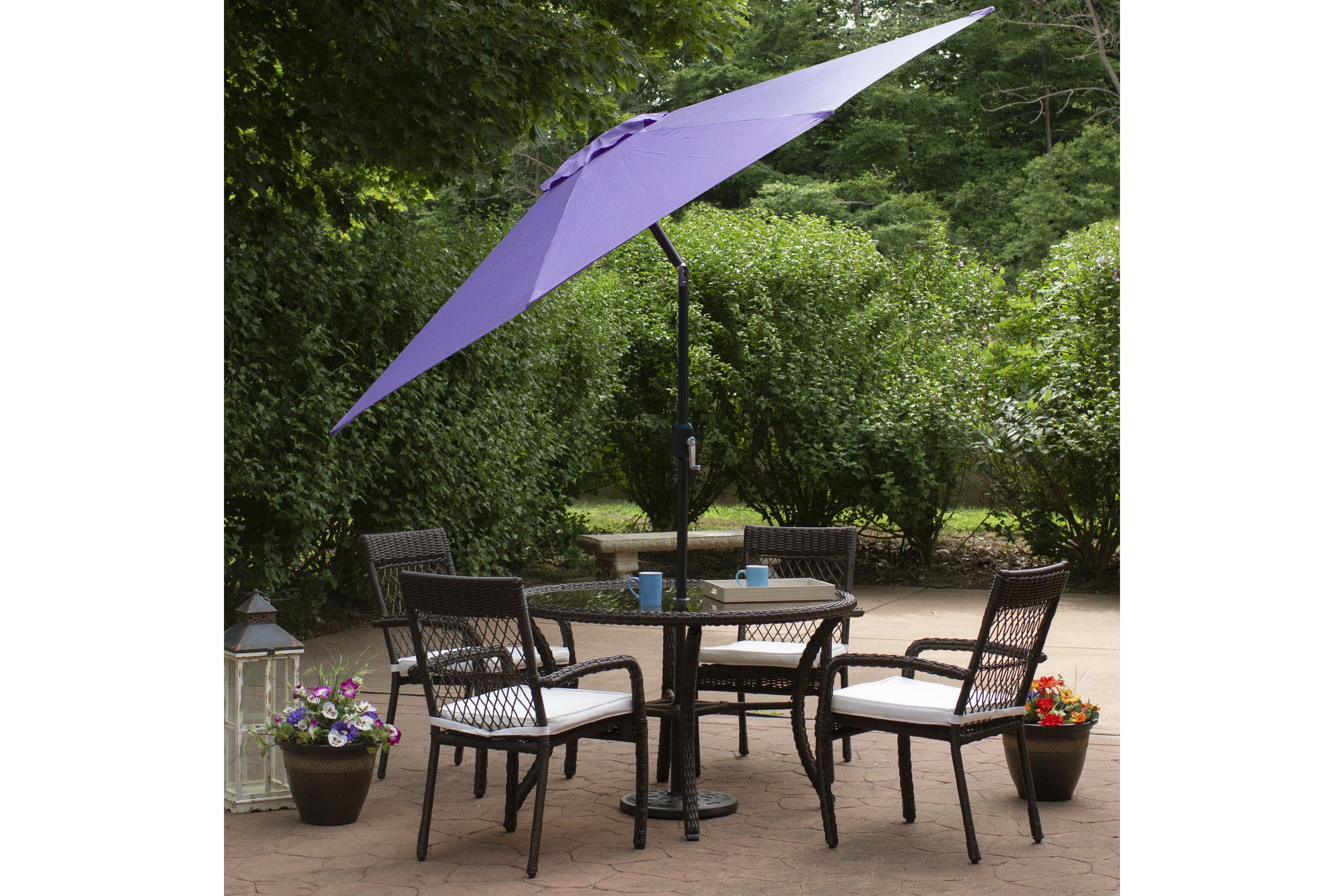 9ft Outdoor Patio Market Umbrella with Hand Crank and Tilt  Purple