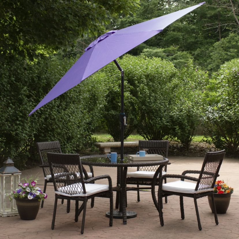 9ft Outdoor Patio Market Umbrella with Hand Crank and Tilt  Purple